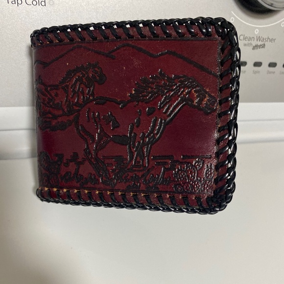 Leather horse wallet Other - Vintage Hand tooled leather horse wallet